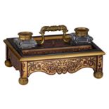 A Napoleon III Boulle work inkwell, H 19 - W 34 - D 26 cm