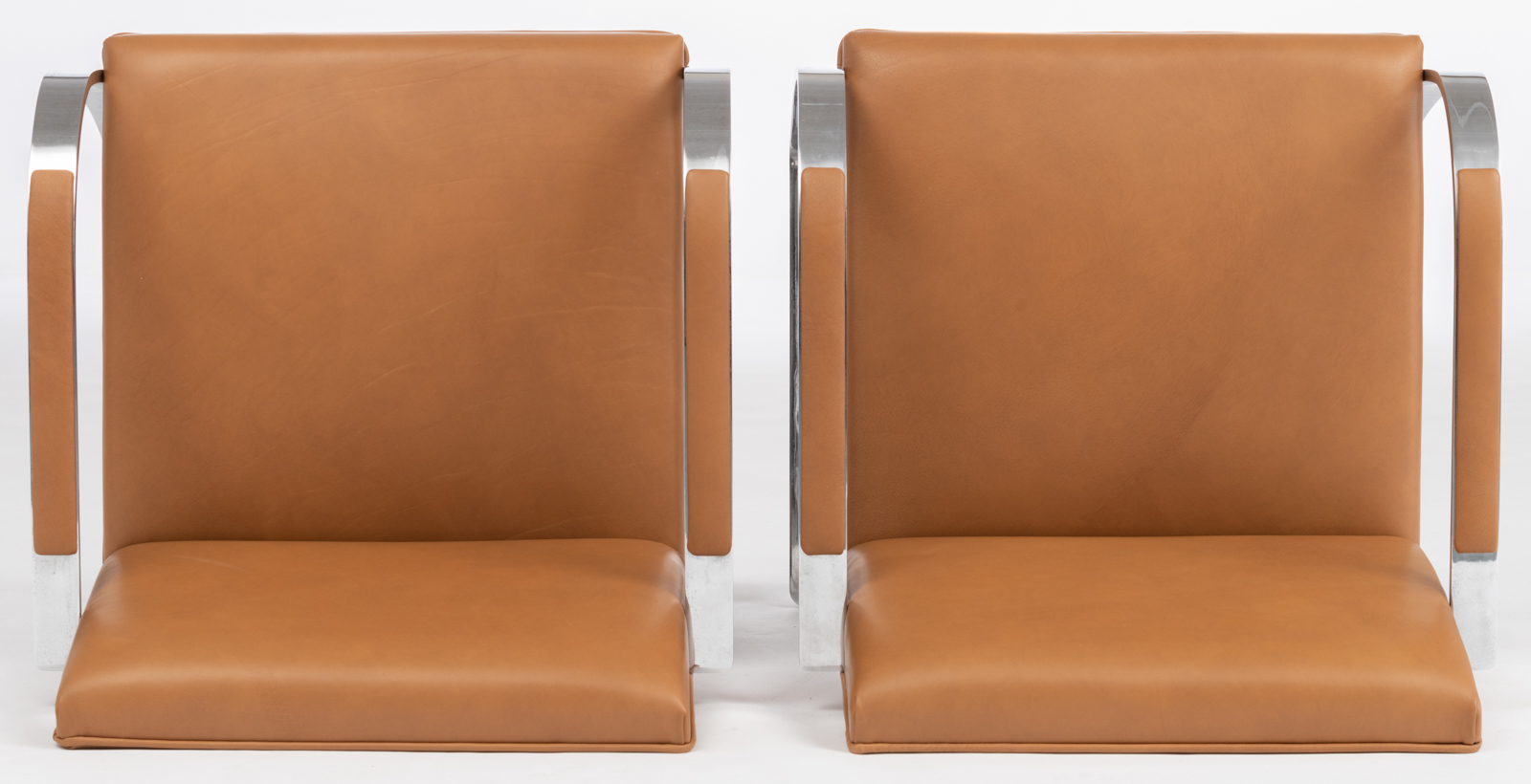 A pair of cognac leather upholstered 'Brno' armchair, design by Ludwig Mies van der Rohe for Knoll I - Image 6 of 12