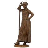 Boucher A., 'La Faneuse', patinated bronze, with a casting mark by 'Siot - Paris', H 75 cm