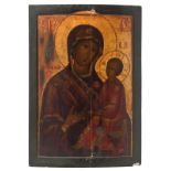 A large Russian icon depicting the Madonna and Child, 19thC, 64 x 92 cm