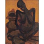 Jespers F., a sitting African lady, oil on board, 31,5 x 42 cm Is possibly subject of the SABAM legi