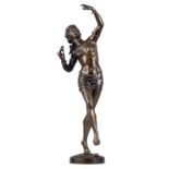 Drouot E., a dancing girl, patinated bronze, H 79 cm