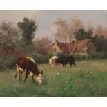 Pezant A., a pastoral view with grazing cows, oil on canvas, 54 x 65 cm