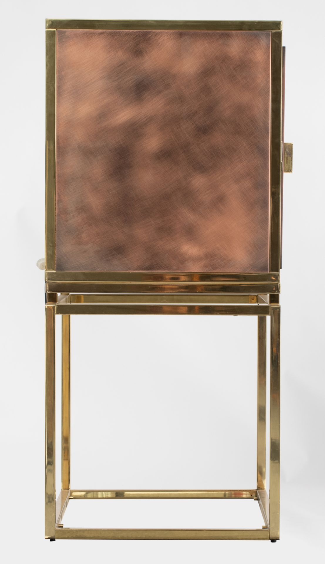 A vintage polished brass and copper bar cabinet, in the manner of Belgo Chrom, H 123 - W 91 - D 55 c - Image 9 of 12