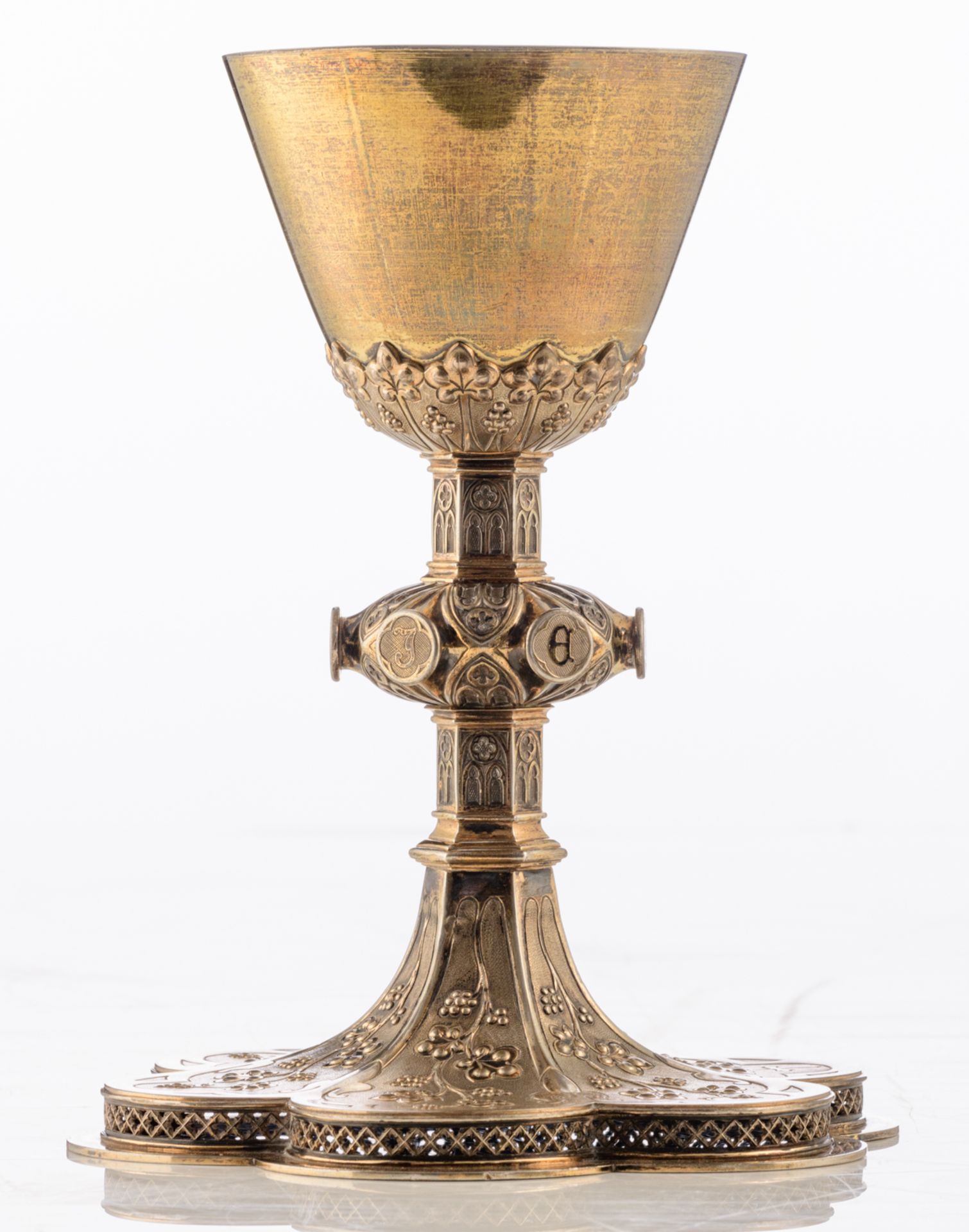 A (most probably Belgian) silver Gothic Revival chalice, the first quarter of the 20thC, non-hallmar - Bild 3 aus 9