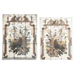 No visible signature (attributed to Robert Pansart), two decorative mirror tile constructed panels w