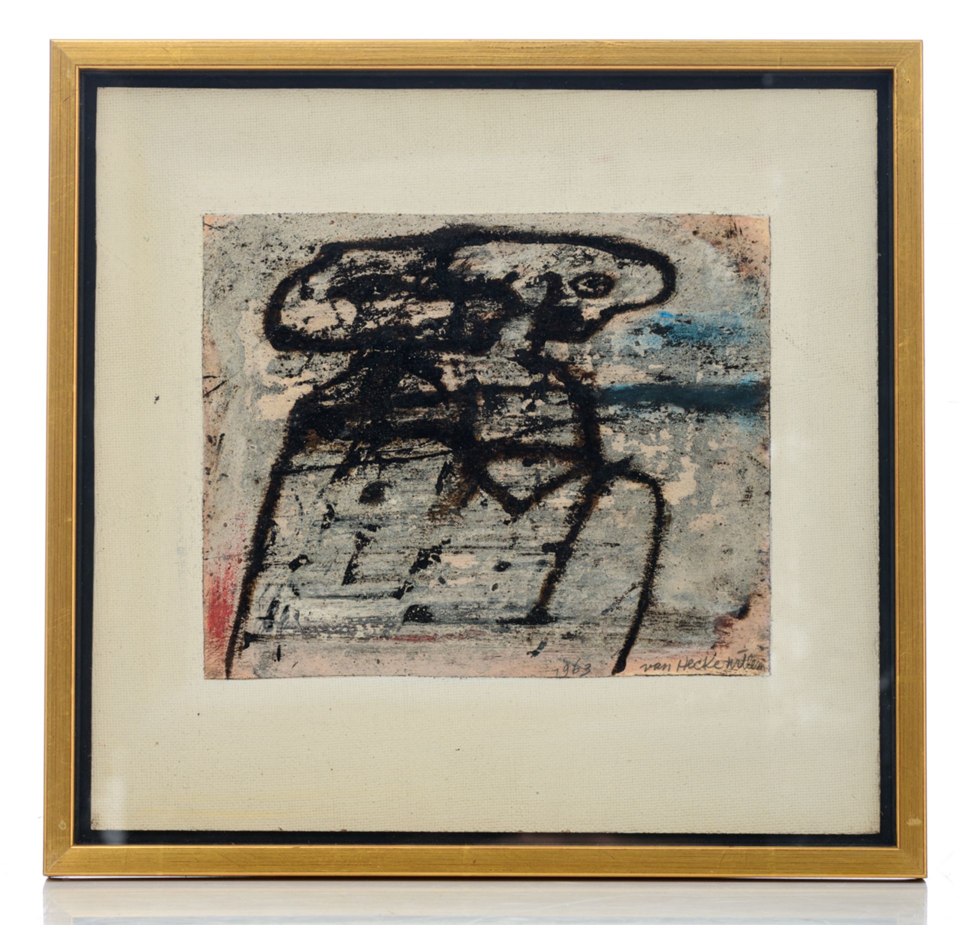 Van Hecke W., four untitled works, dated 1957, 1963, 1963 and 1964, mixed media, 34 x 40 - 40 x 45 c - Image 6 of 14