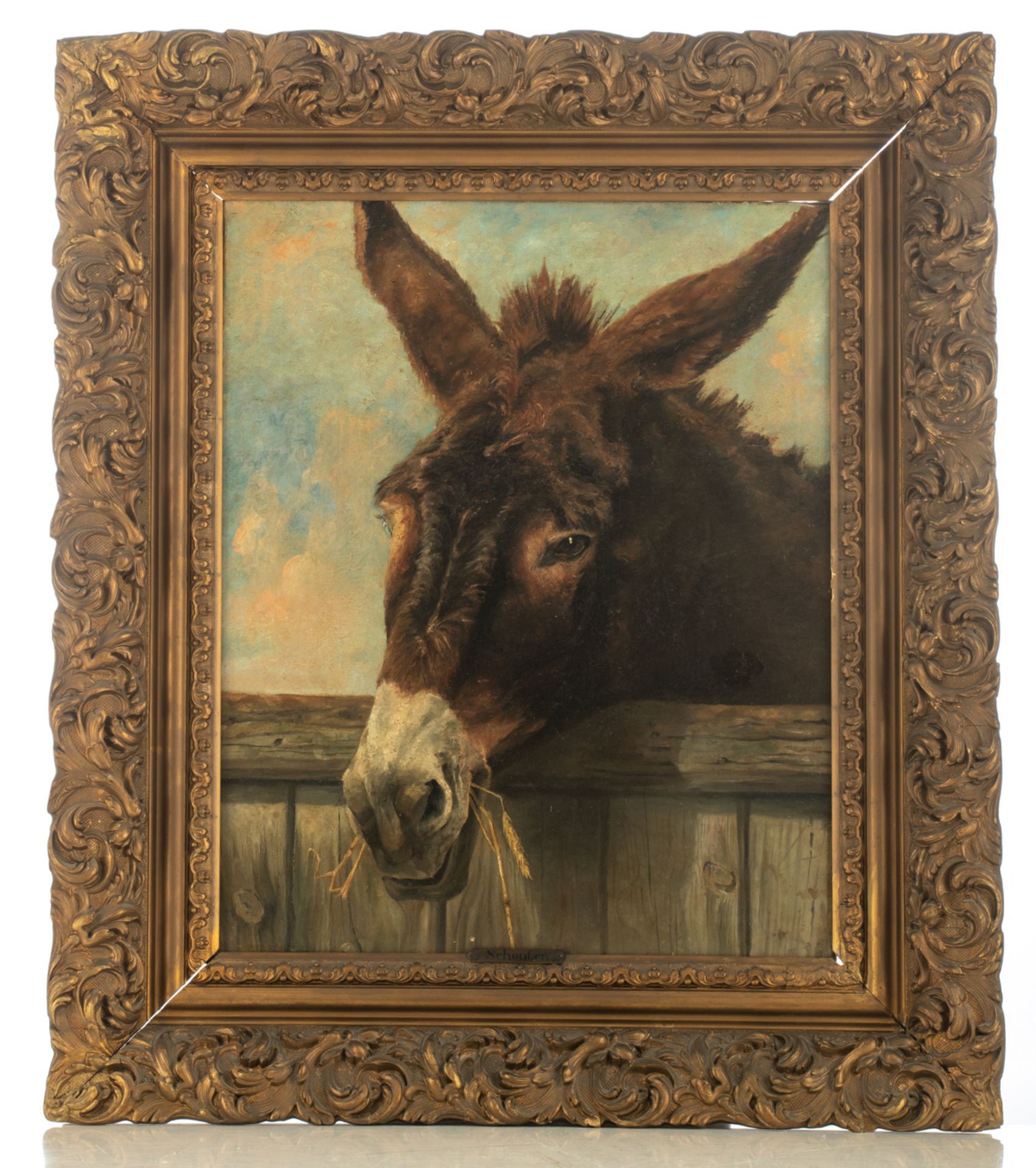 No visible signature (attributed to Henry Schouten), the donkey, oil on canvas, 50,5 x 61,5 cm - Bild 2 aus 4