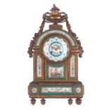 A gilt bronze Neoclassical pendulum clock, decorated with bleu celeste ground and gilt decorated por