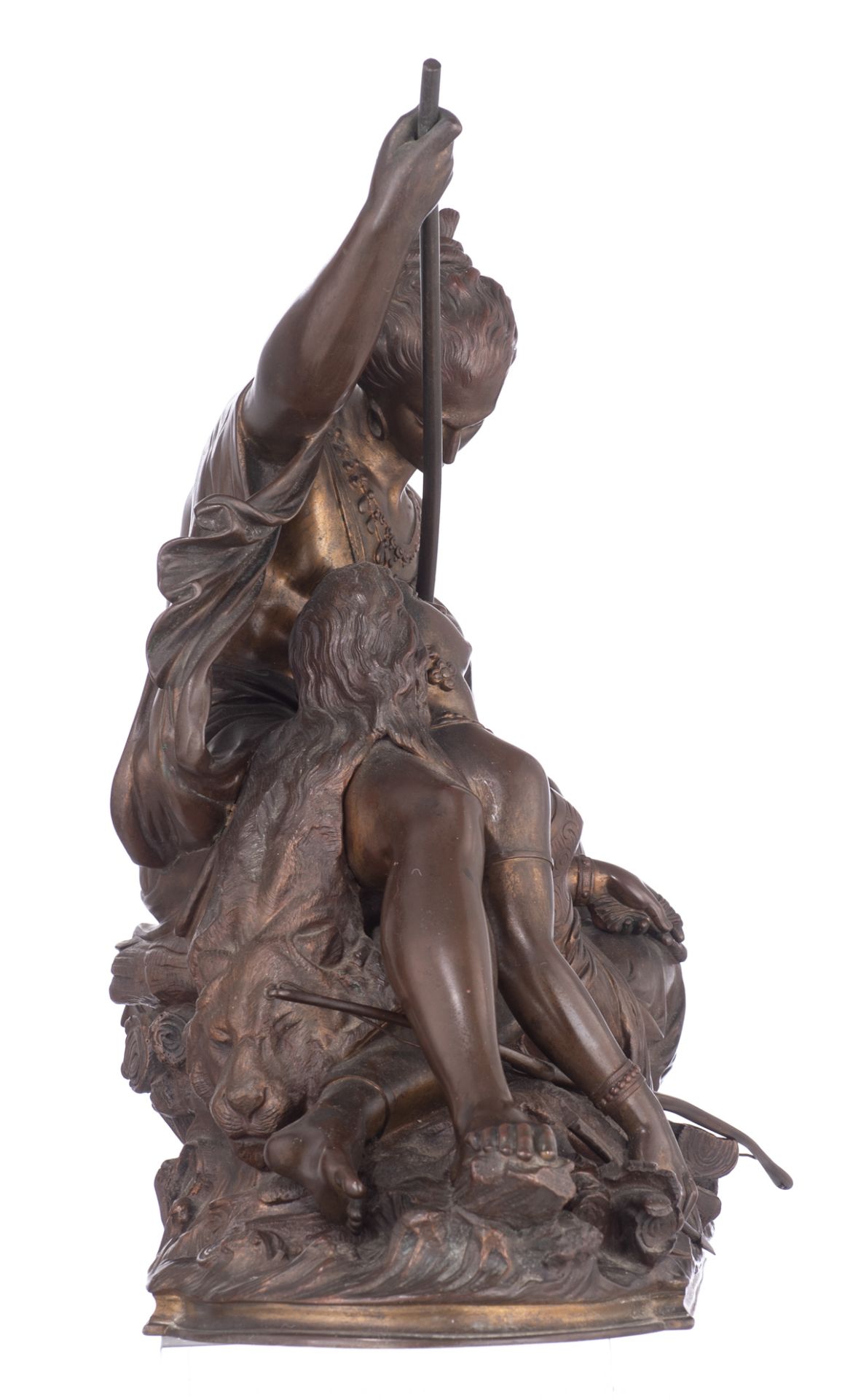 Marie D., Indian lovers on a canoe, patinated bronze, H 42,5 - W 51 cm - Bild 4 aus 6