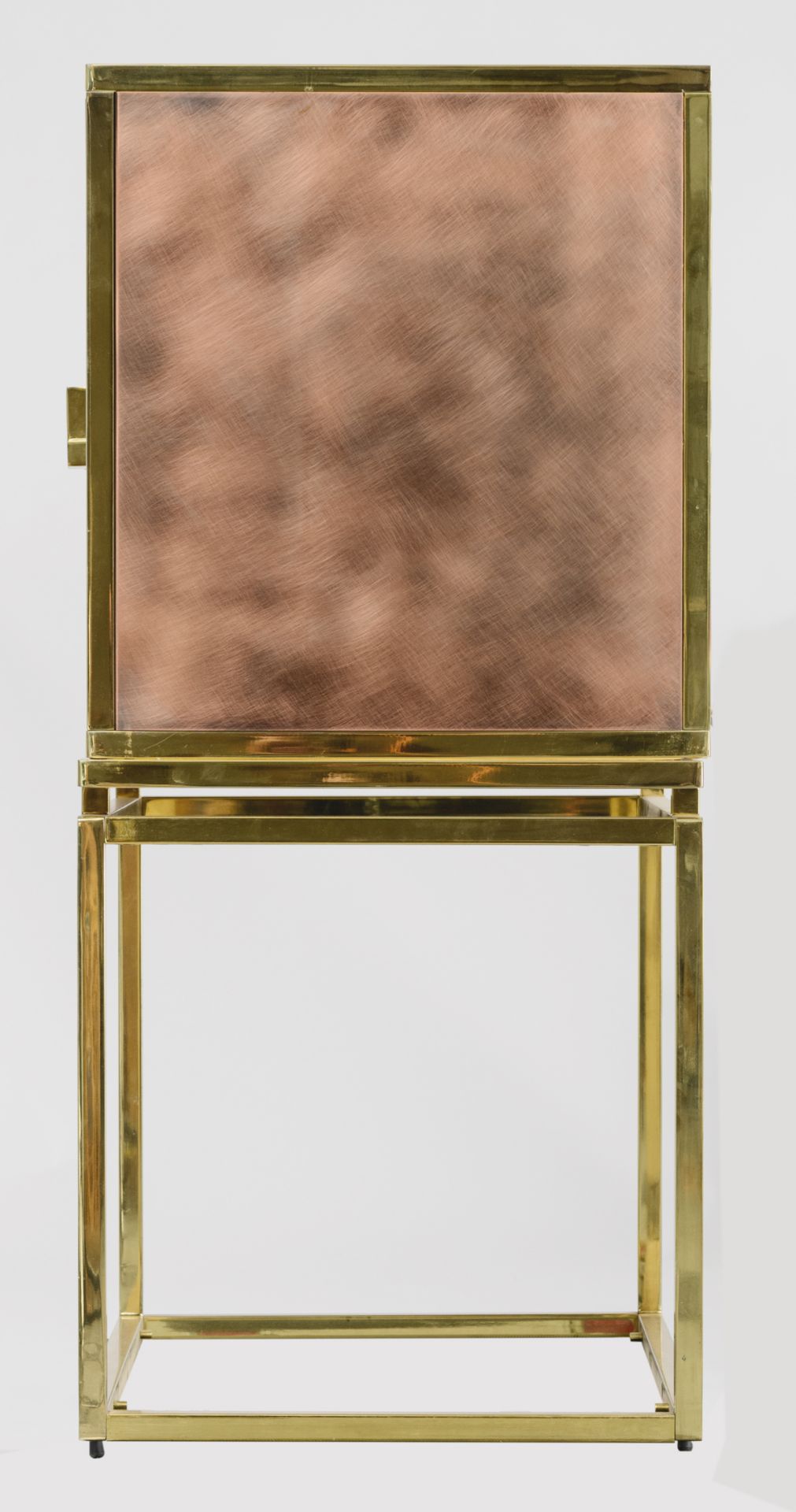 A vintage polished brass and copper bar cabinet, in the manner of Belgo Chrom, H 123 - W 91 - D 55 c - Image 6 of 12