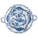 A large Dutch Delftware blue and white fish strainer, 18thC, ø 42,5 cm