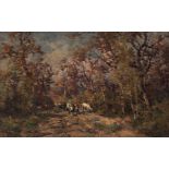 Verheyden Is., cattle in the forest, oil on a mahogany panel, 20 x 31 cm