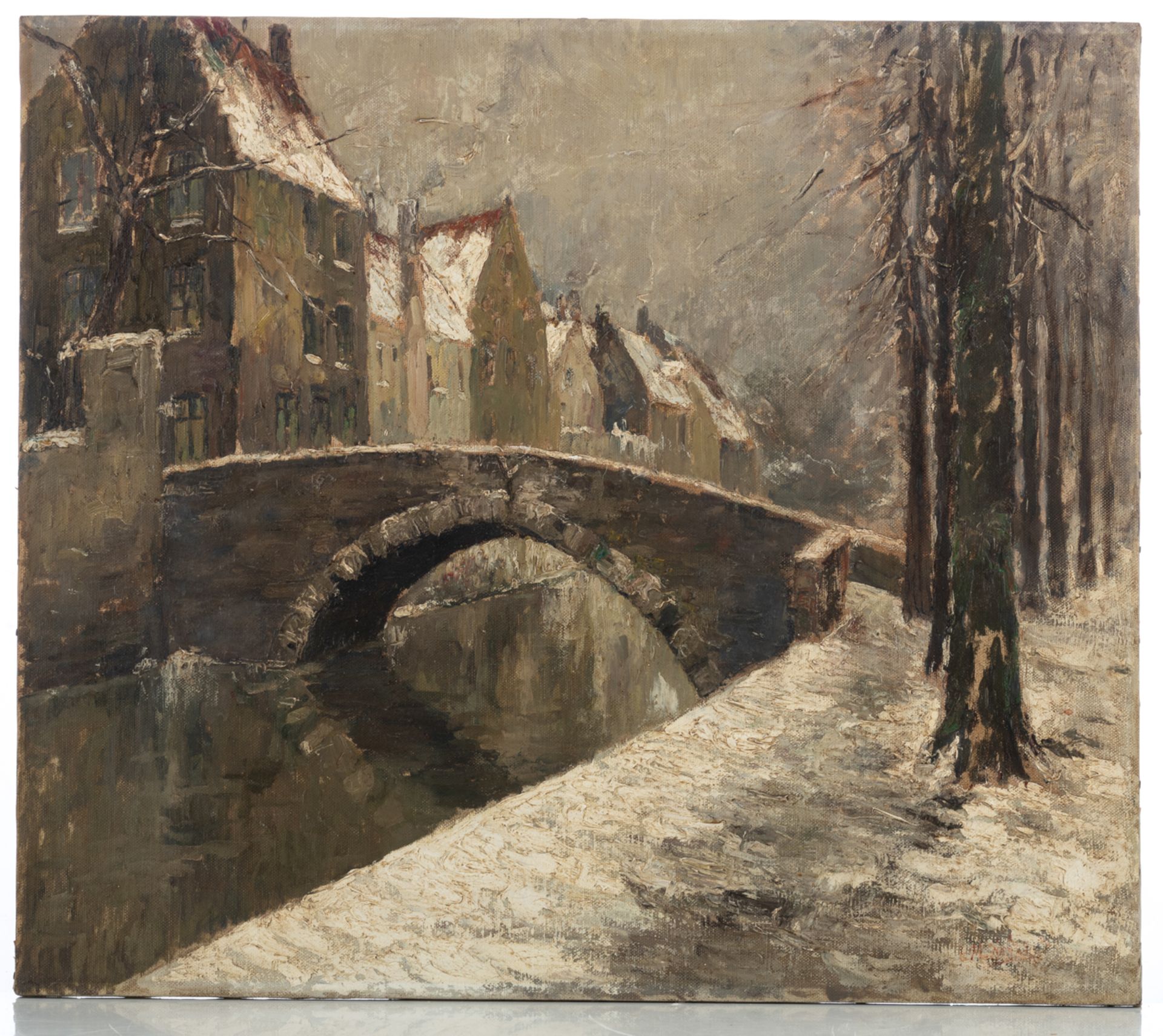 Mechelaere L., a view on the Peerdenbrug in Bruges, oil on canvas, 70 x 80 cm Is possibly subject of - Bild 2 aus 5