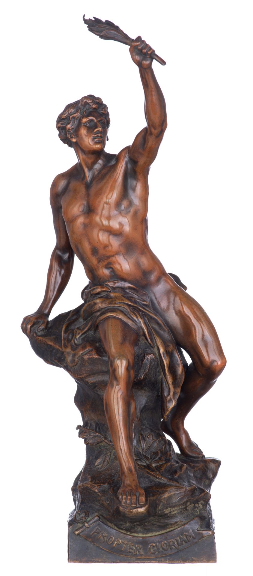 Picault E., 'Propter Gloriam' (For the Glory), patinated bronze H 33 cm