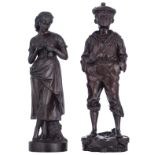 Szczeblewski V., 'Mousse Siffleur', patinated bronze, H 54 cm; added: Laurent, a young beauty sewing