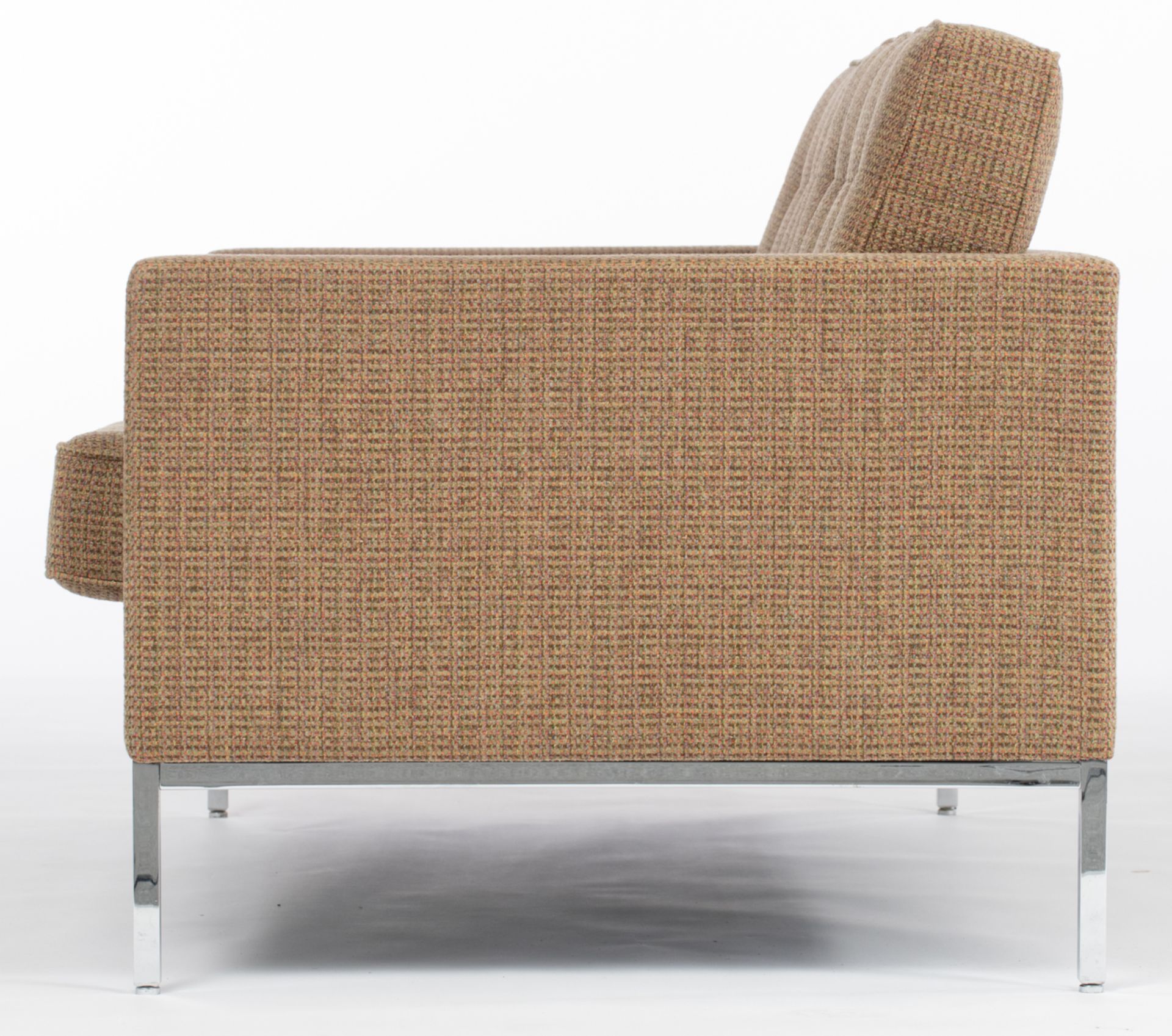 A two-seater sofa, Florence Knoll for Knoll International, Keaton fabric on a chromed frame, H 80 - - Bild 6 aus 21