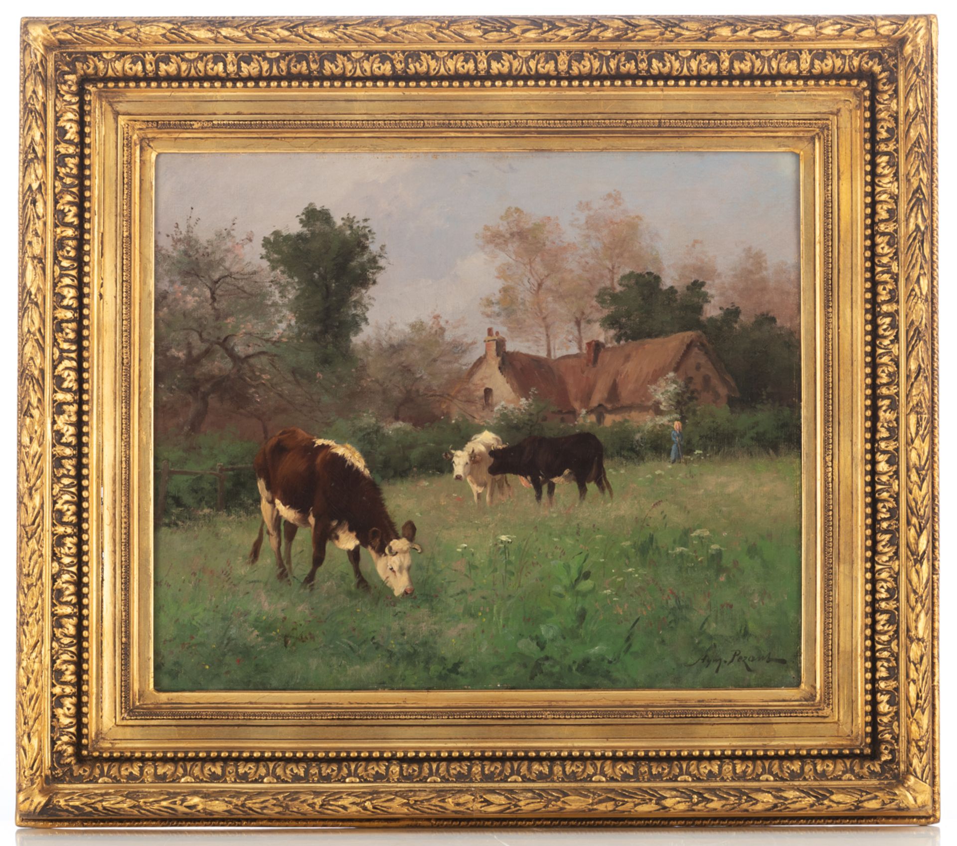 Pezant A., a pastoral view with grazing cows, oil on canvas, 54 x 65 cm - Image 2 of 4