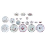 A various lot of Chinese famille rose and polychrome dishes, cups (included one tobacco leaf cup), s