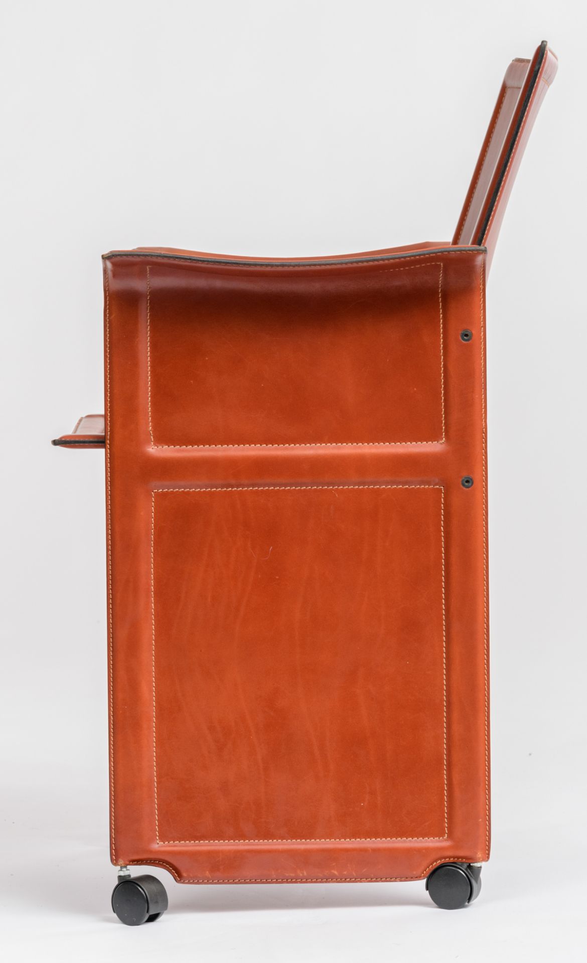 A '70s design cognac leather Corium armchair, design by Tito Agnoli for Matteo Grassi, H 90 - W 63 - - Bild 6 aus 14