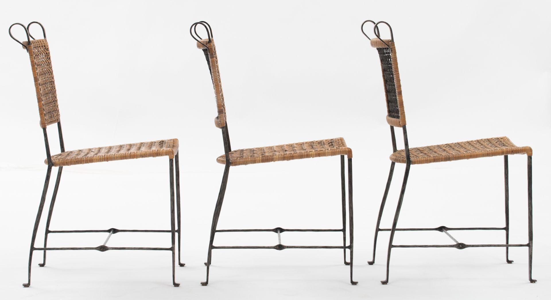 A set of six chairs by Ched Berenguer-Topacio, cast iron and rattan, H 91 - W 46 - D 55 cm - Bild 9 aus 22