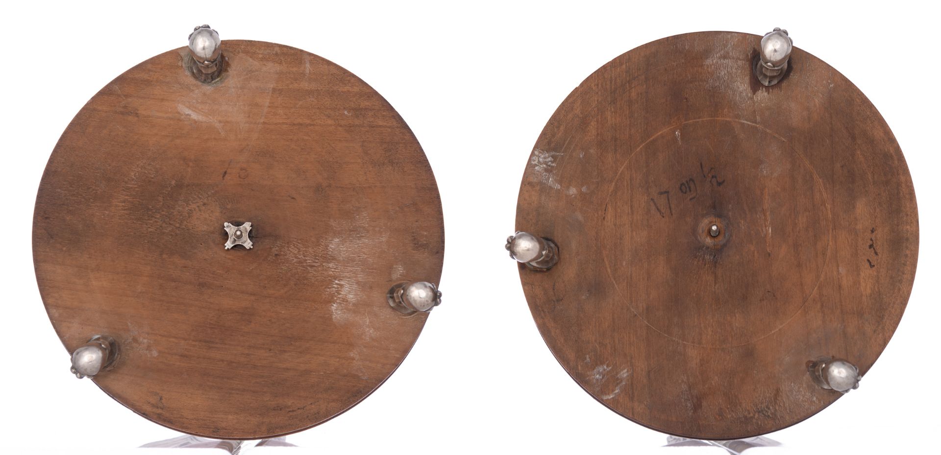 A pair of probably French 18thC Regence style silver table stoves marked with undefined hallmarks, s - Image 5 of 8
