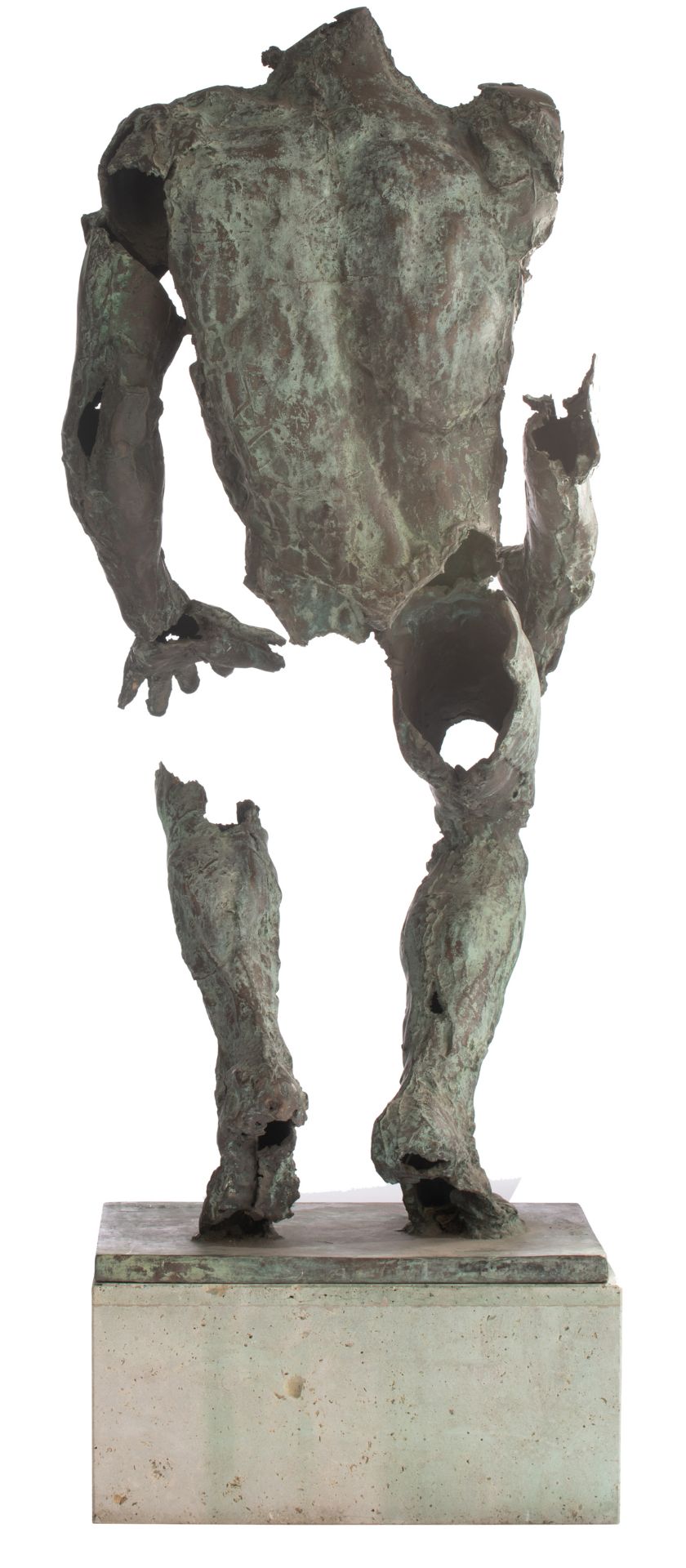 Desmarets J., 'Hurkende man', N° 1/1, patinated bronze on a concrete base, H 132 - 157 cm (without - - Bild 3 aus 9