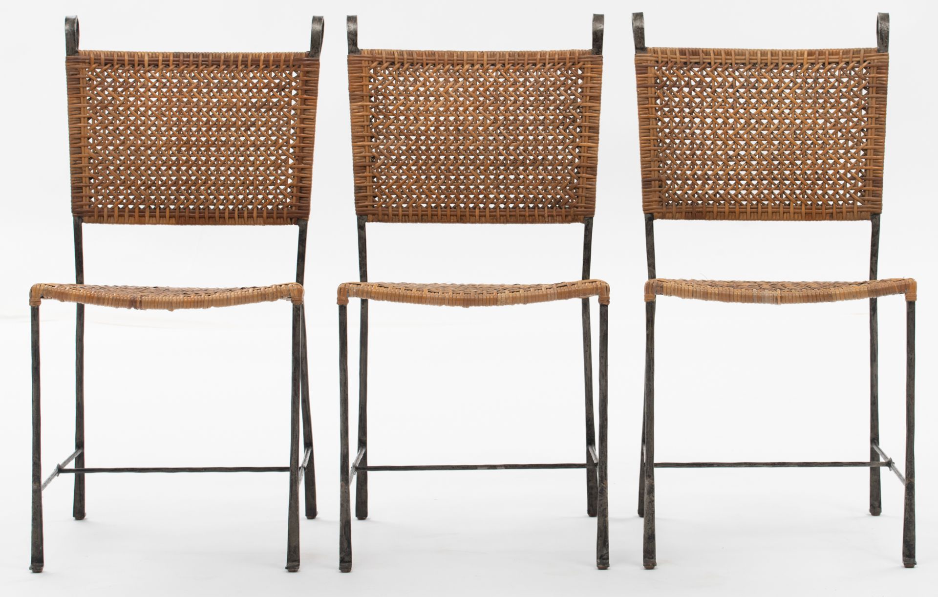 A set of six chairs by Ched Berenguer-Topacio, cast iron and rattan, H 91 - W 46 - D 55 cm - Bild 15 aus 22