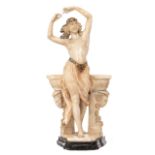 No visible signature, an Oriental harem dancer, a Carrara marble sculpture with gilt bronze mounts a