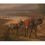 Monogrammed R. (Louis Robbe), a donkey and her calf, oil on canvas on panel, 44 x 53 cm