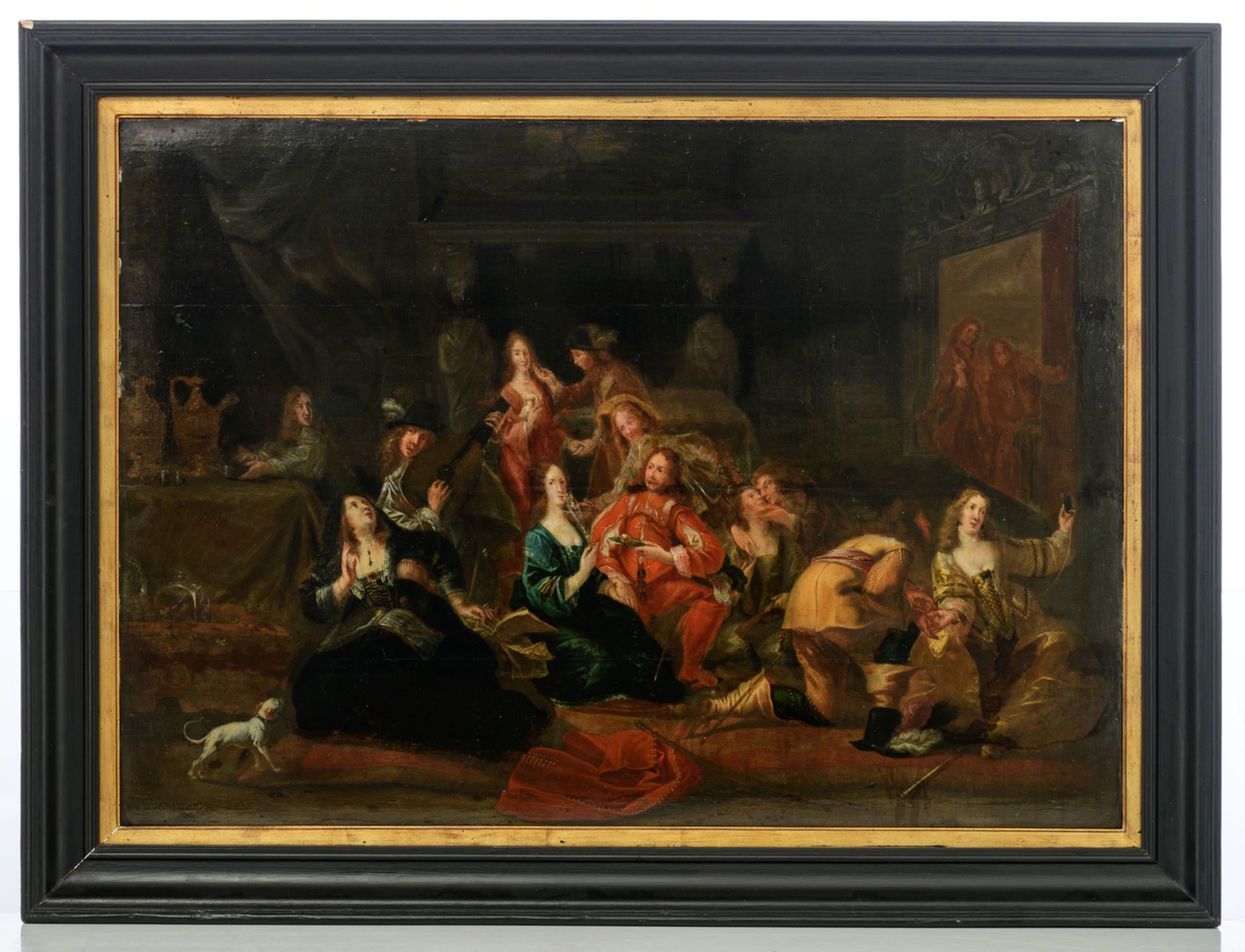 No visible signature, the wedding party, 17thC, oil on panel, 74 x 105 cm - Image 2 of 4