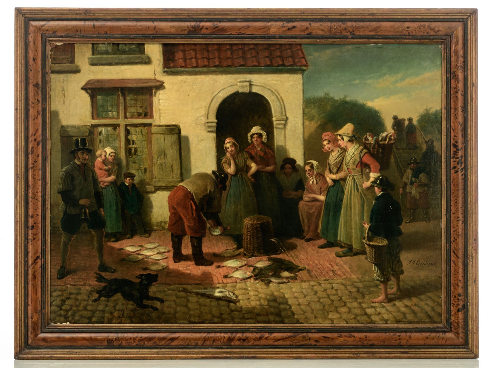 Eeckhout J.J., the Draught of Fish, oil on a mahogany panel, 80,5 x 111,5 cm - Bild 2 aus 5