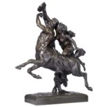 Leduc A.J., the centaur Nessus carrying off Deianeira, the wife of Heracles, patinated bronze, H 94