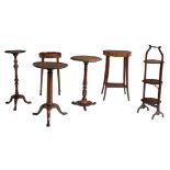A collection of six English mahogany occasional tables, H 65 - 88 cm