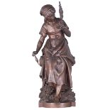 Moreau Math., the spinster, patinated bronze, H 74 cm