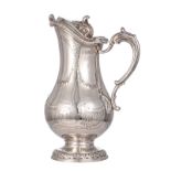 A French second half of the 18thC Neoclassical elegantly worked and engraved silver ewer with cover,