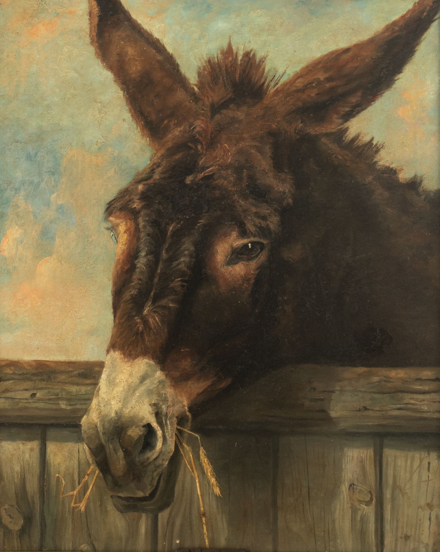 No visible signature (attributed to Henry Schouten), the donkey, oil on canvas, 50,5 x 61,5 cm