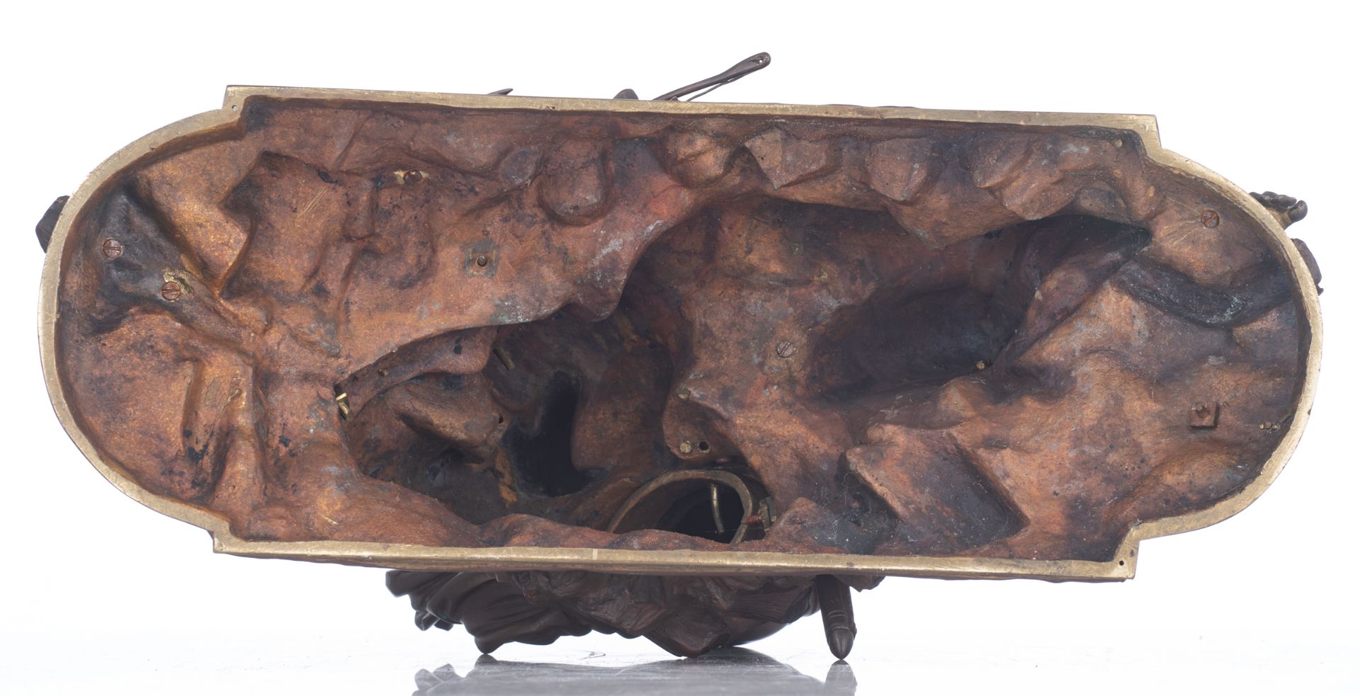 Marie D., Indian lovers on a canoe, patinated bronze, H 42,5 - W 51 cm - Bild 5 aus 6
