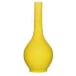 A large Chinese monochrome yellow crackle glazed bottle vase, H 92 cm