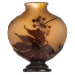 An Art Nouveau cameo glass paste vase, with floral decoration, signed 'Gallé', H 20,5 cm