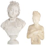 Lévy G., the bust of a young girl, a biscuit sculpture, H 53,5 cm; added: no visible signature, the