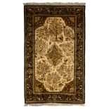 An Oriental silk rug depicting animals scenes in paradise, 145 x 227 cm
