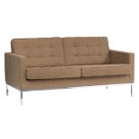 A two-seater sofa, Florence Knoll for Knoll International, Keaton fabric on a chromed frame, H 80 -