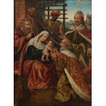 No visible signature, the Adoration of the Magi, the Southern Netherlands, late 16thC, oil on panel,