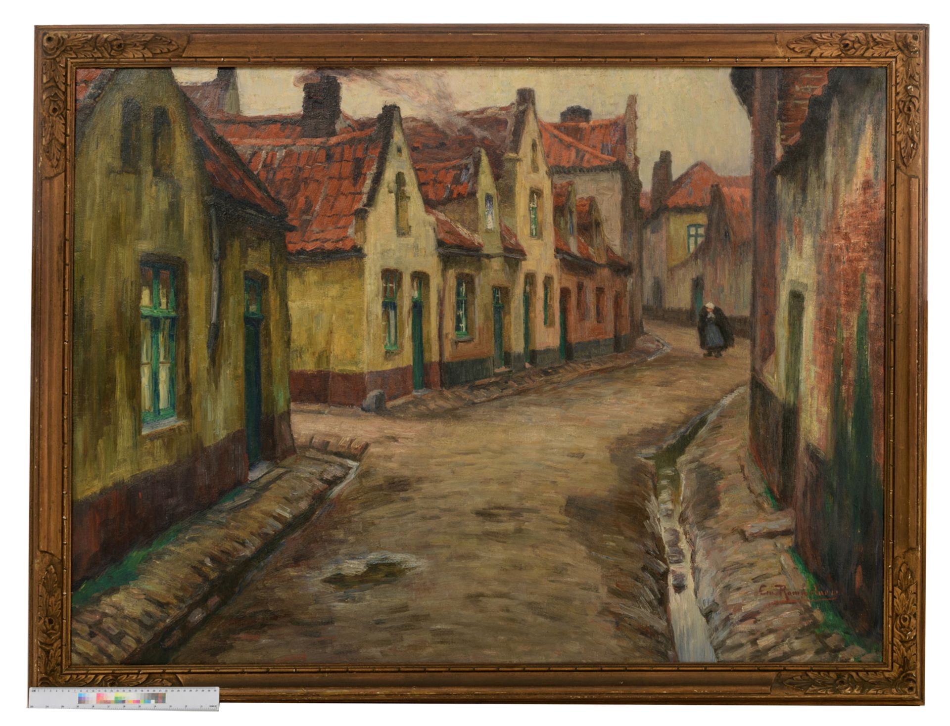 Rommelaere E., a view of the 'Blekersstraat' in Bruges, oil on canvas, 101 x 137 cm - Bild 5 aus 5