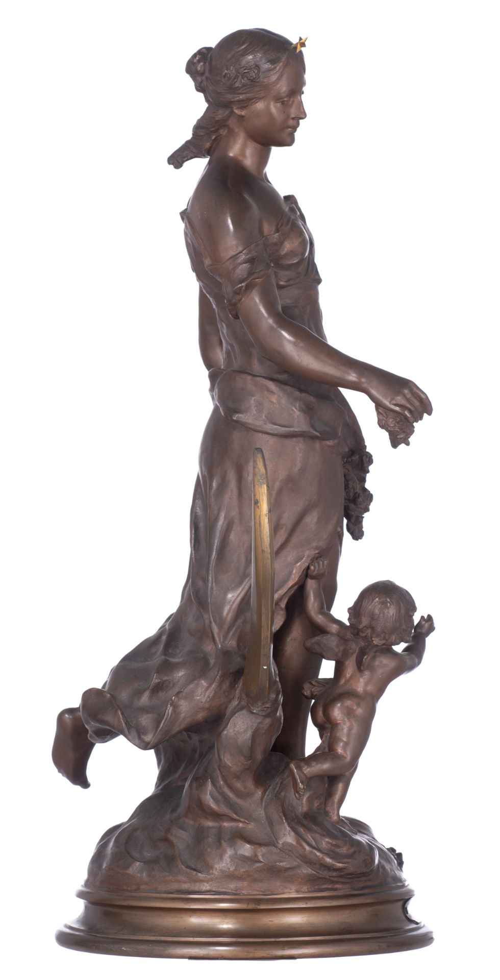 Blanc Ch., 'La fée aux fleurs', dated 1896, patinated bronze, H 68 cm - Bild 4 aus 7