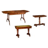 A mahogany English Regency style sofa table, H 72,5 - W 102 - 164 - D 73 cm; added: a mahogany Victo