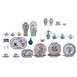 A large lot of various Chinese famille rose and polychrome floral decorated dishes, cups, matching c