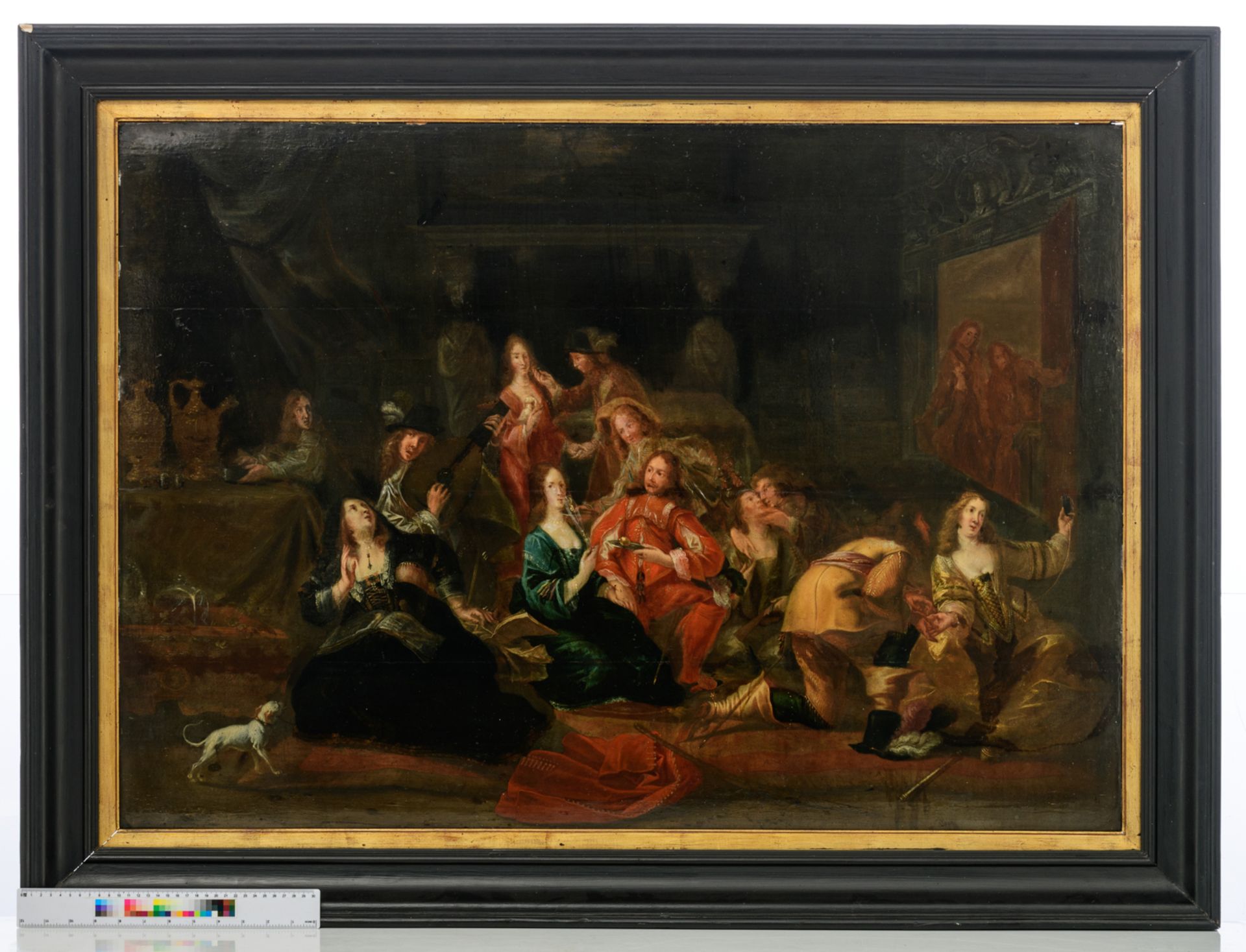 No visible signature, the wedding party, 17thC, oil on panel, 74 x 105 cm - Bild 4 aus 4