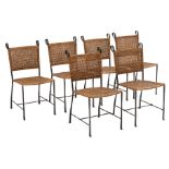 A set of six chairs by Ched Berenguer-Topacio, cast iron and rattan, H 91 - W 46 - D 55 cm